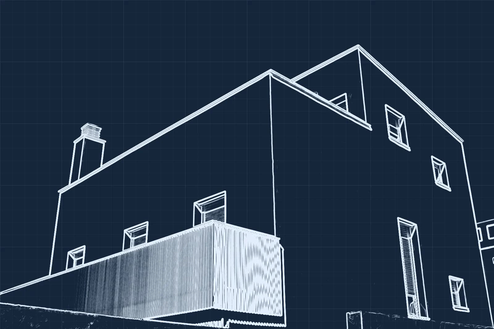 Before: the same building as a line drawing