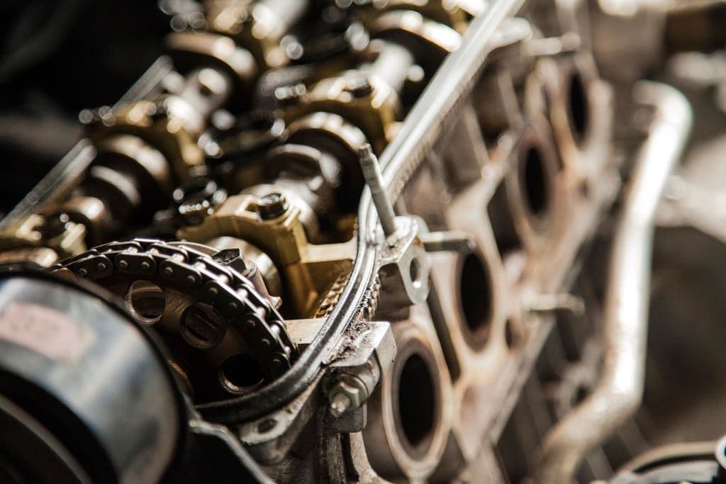 Close-up of an engine and mechanical parts